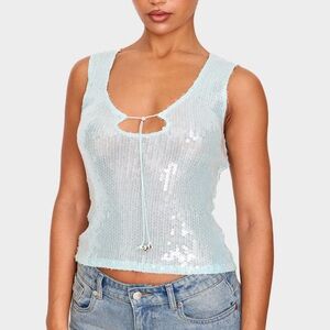 Blue sequin top